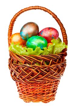 Easter basket on white background