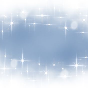 Blue shiny stars christmas bokeh background