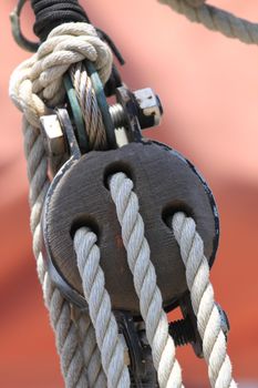 Block and tackle from a sail boat.