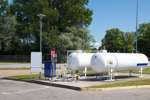 empty car autogas filling station