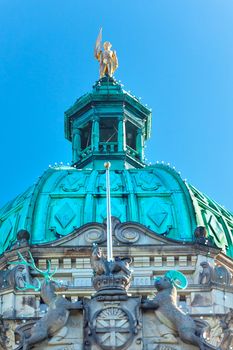 Provincial Capital Legislative Parliament Buildiing Dome British Columbia Canada.  Gold statue on dome is George Vancouver.