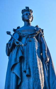 Queen Victoria Statue Front of Provincial Capital Legislative Parliament Buildiing  Victoria British Columbia Canada.  