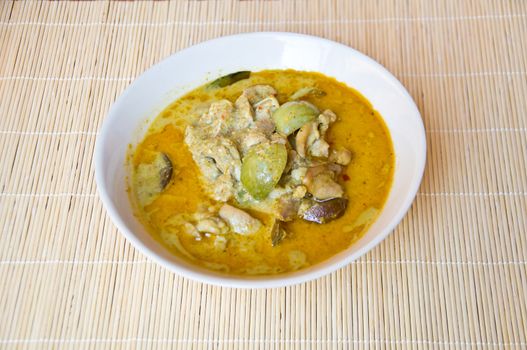 delicious Thai food call KAENG KEAW WAN KAI from chicken and spicy curry