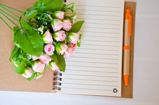 recycle paper with pink rose