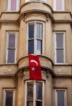 Turkish Flag Hung from Istanbul Apartment Window
