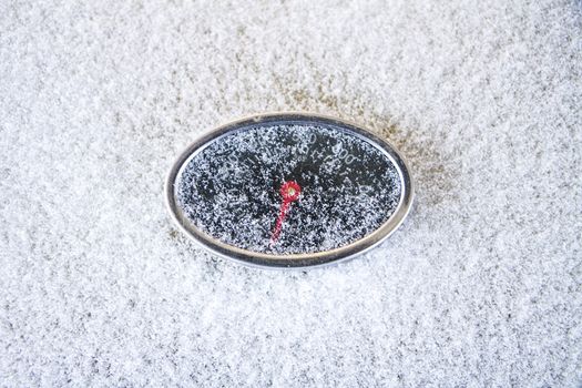Summer time is over looking at this grill. The thermometer is covered with a layer of snow