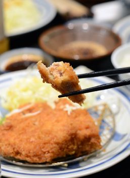 Japanese cuisine, chopped Katsu deep fried Pork