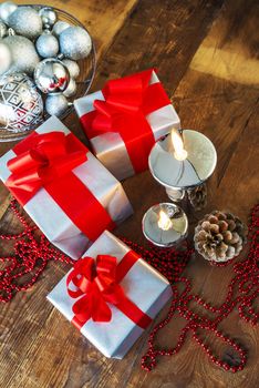 Christmas gift box with christmas balls 