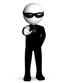 3d illustration of a security guard in dark glasses