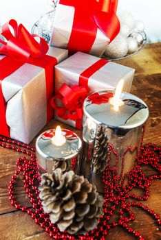 Christmas gift box with christmas balls 