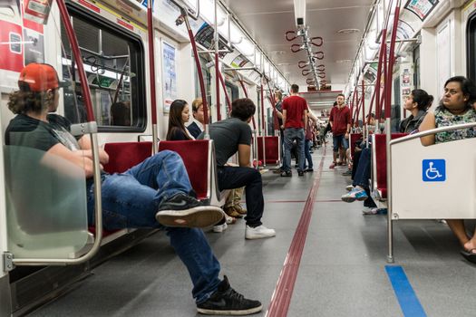 TORONTO, ONTARIO - SEPTEMBER 5: Interior of Toronto subway, in Toronto, ON, on September 5, 2013. 