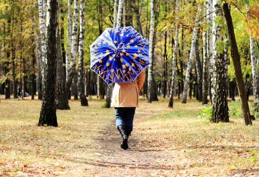 Women with umbrella in a autumn park