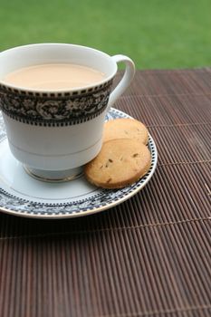 Morning tea outdoor with biscuits