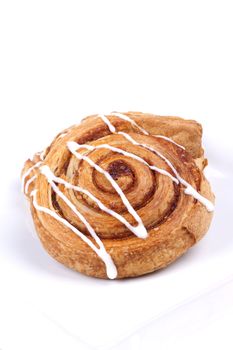 cinnamon danish isolated on white background.