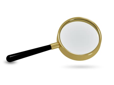 3d illustration of a magnifying glass on a white background