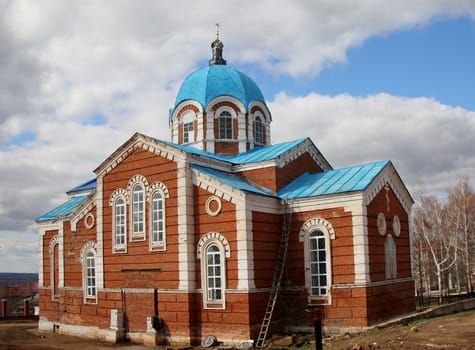 beautiful old church against the blue sky