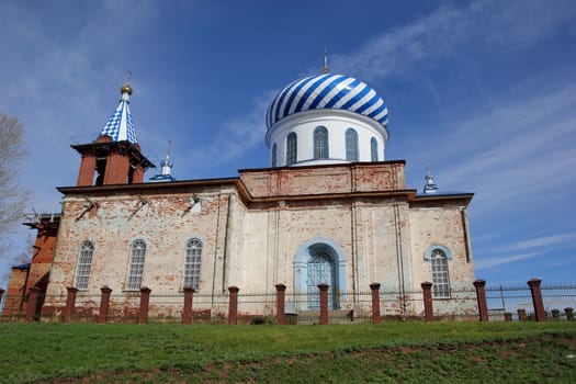 beautiful church on a background of blue sky