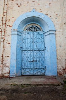 beautiful antique iron door of the church