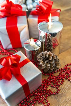 Christmas gift box with christmas balls 
