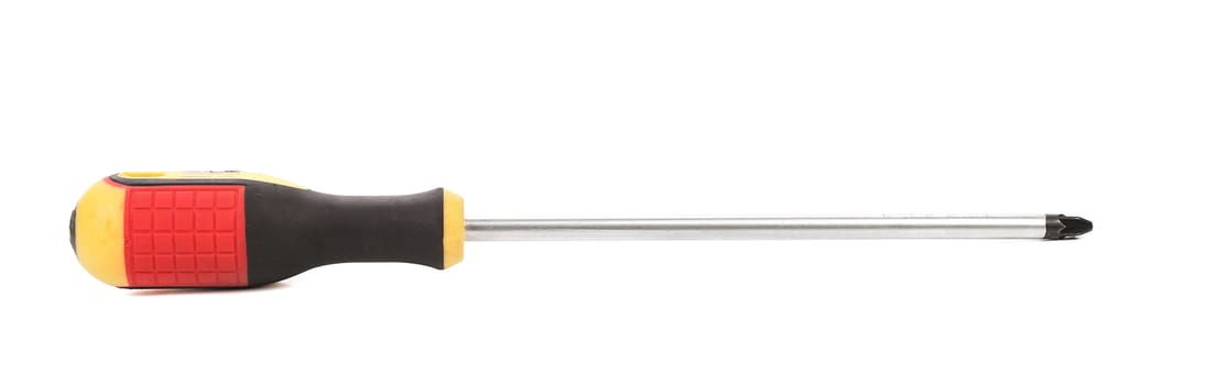 Screwdriver close up. Horizontal. Isolated on a white background.