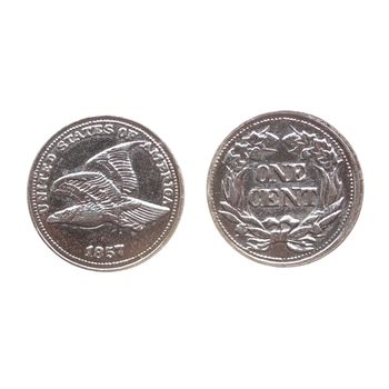 One cent coin isolated over a white background