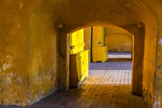 Interior of the clock tower gate, the main entrance to the old walled city of Cartagena, Colombia