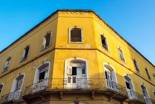 Old damaged colonial building in the old town of Cartagena, Colombia in need of some repairs