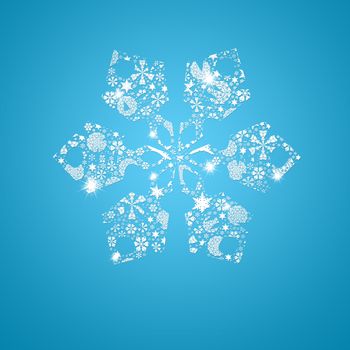 Silhouette snowflakes. Christmas card. Silhouette filled with small snowflakes