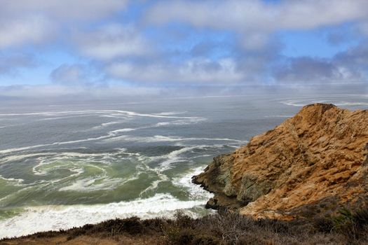 beautiful views of the rocky cliffs and coastline near Half Moon Bay, California