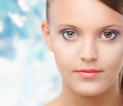 Portrait of young woman with health skin of face