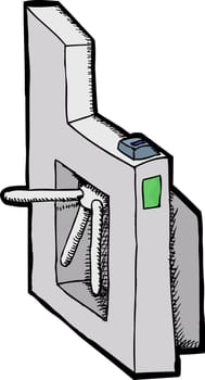 Isolated public transit turnstile with fare card reader