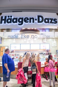 MINNEAPOLIS,MN - SEPTEMBER 26: Haagen Dazs store and logo in Mall of America, in Minneapolis, MN, on September 26, 2013. 