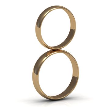Gold rings on a wedding in a figure eight