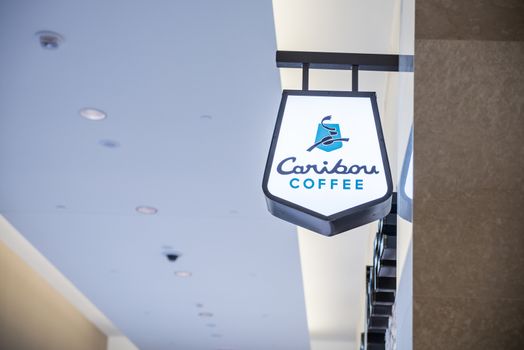 MINNEAPOLIS,MN - SEPTEMBER 26:Caribou Coffee store and logo in Mall of America, in Minneapolis, MN, on September 26, 2013. 