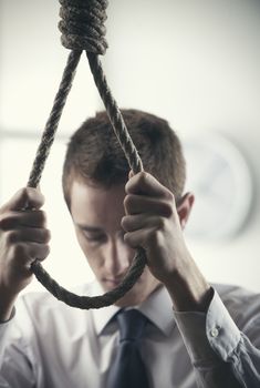 A desperate Young businessman, to commit suicide