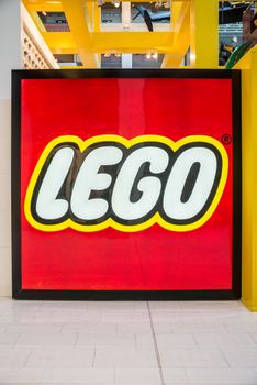 MINNEAPOLIS,MN - SEPTEMBER 26: Large Lego logo in Mall of America, in Minneapolis, MN, on September 26, 2013. 