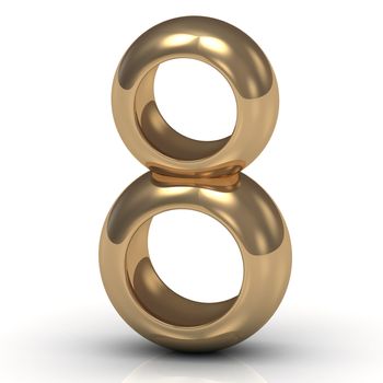 Infinity sign and the figure 8 (International Women's Day) of thick gold rings