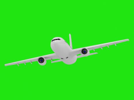 On a green screen white passenger airliner. Picture from the same footage 1920x1080