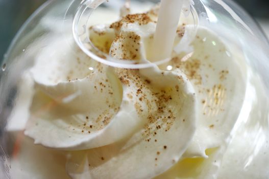 Cream inside cup close up shot