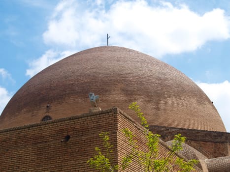 Brick dome in Blue mosque in Tabriz, Iran