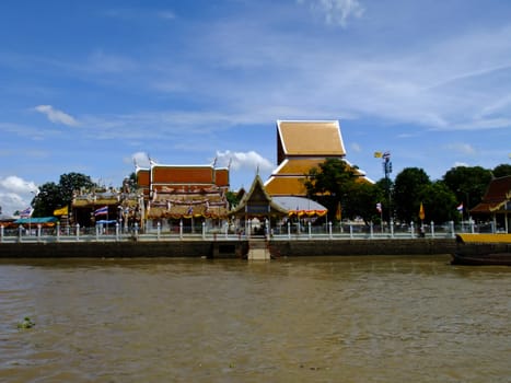 Phanan Choeng buddhist temple on the bank of Chao Praya river in Ayutthaya, Thailand