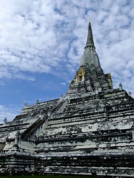 Phukhao Thong pagoda, literally mean golden mountain, in Ayutthaya, old capital city, in Thailand