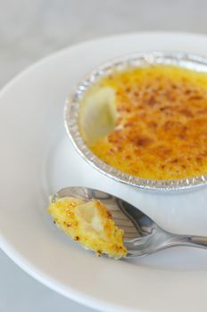 Sweet caramelized custard , French dessert - creme brulee