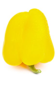 Big Ripe Yellow Bell Pepper with Droplets isolated on white background