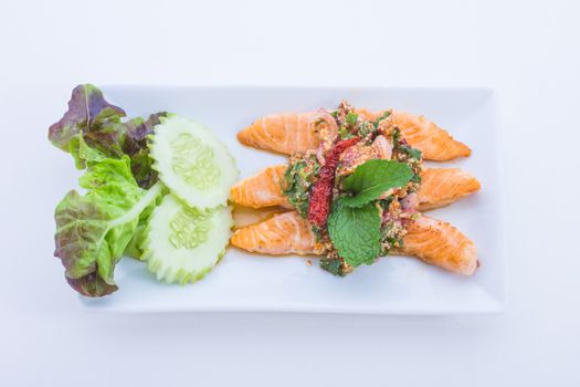 Spicy salmon is food thailand