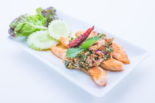 Spicy salmon is food thailand