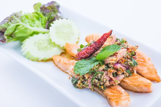 Spicy salmon is food thailand