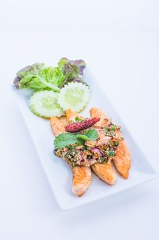 Spicy salmon is food thailand