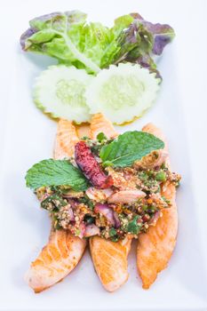 Spicy salmon is food thailand