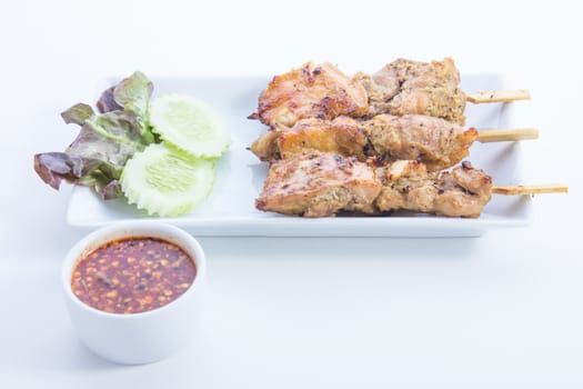 Grilled chicken skewers is food thailand
